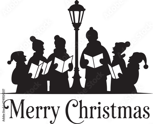 Christmas Carol Singers Silhouette Vector Design