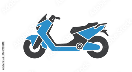Electric scooter icon in blue and black color scheme, perfect for design projects