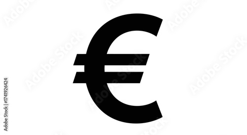 Iconic black euro symbol currency sign representing european finance economy and money transaction isolated on white for global business isolated on white background