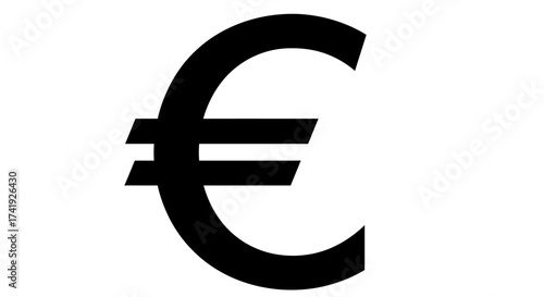 Bold black euro currency symbol bold financial symbol iconic european monetary sign modern graphic design element isolated on white background