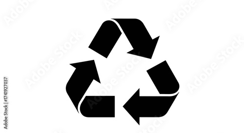 Universal recycle symbol iconic three arrow logo for sustainability eco-friendly environment conservation renewable resources concept isolated on white background
