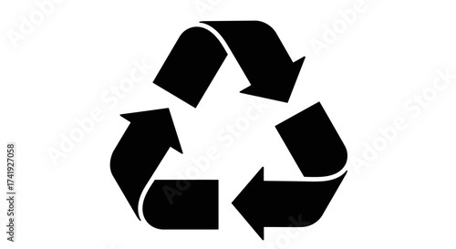 Black universal recycling symbol with three arrows forming a triangle a classic environmental conservation and sustainability icon isolated on white background