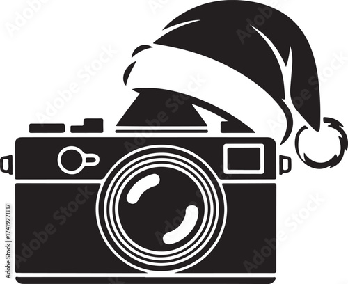 Christmas Film Camera Silhouette Vector