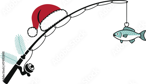 Christmas Fishing Silhouette Vector Design 