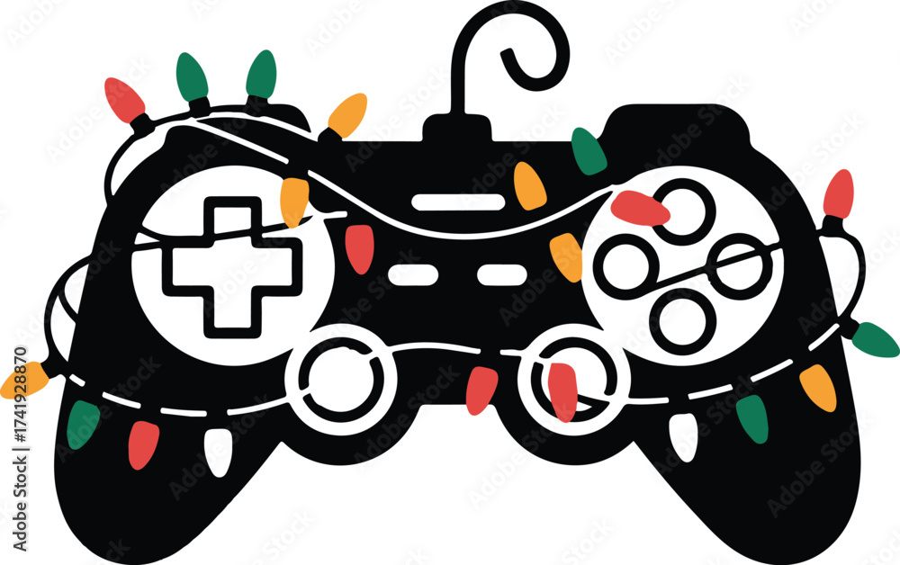 Obraz premium Christmas Gamer Controller Silhouette Vector