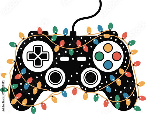 Christmas Gamer Controller Silhouette Vector