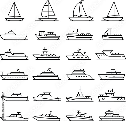 Boat, ship, yacht, cruise, tugboat, speedboat, fishing boat, sailboat, naval vessel, maritime, watercraft, nautical, transportation, travel, ocean, sea, harbor, dock, marine, silhouette,