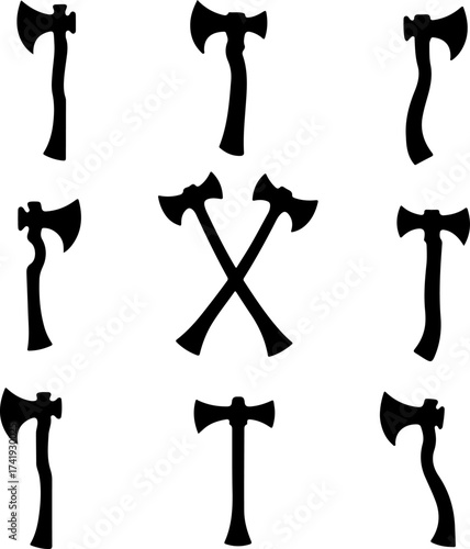 "Double Axe and Hatchet Silhouette Collection"