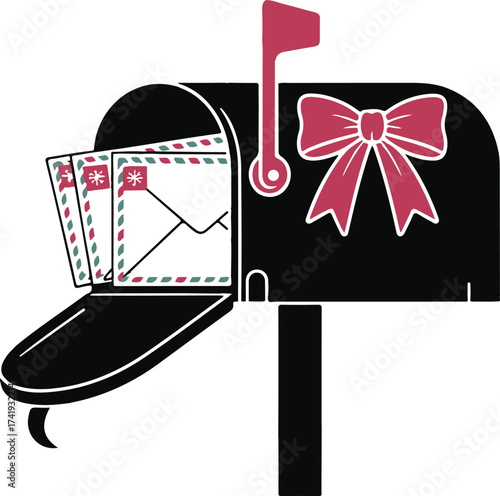 Christmas Mailbox Silhouette Vector