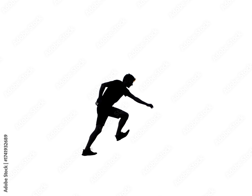 Obraz premium Silhouette of a Runner in Motion firefly isolated