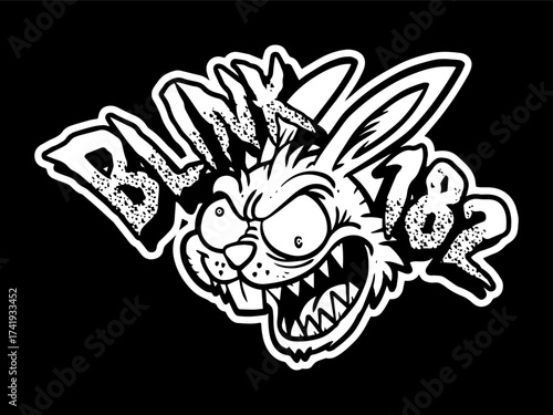 Obraz na płótnie blink182 band sticker hare rabbit mad monster crazy monster tom delonge mark hop