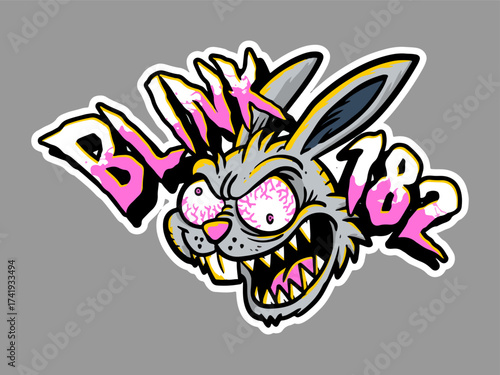 blink182 band sticker hare rabbit mad monster crazy monster tom delonge mark hoppus travis barker