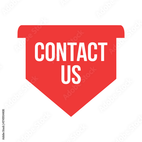 Red banner with the words contact us