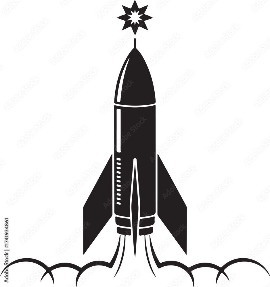 Obraz premium Christmas Rocket Silhouette Vector