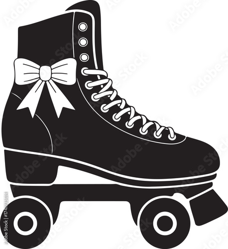 Christmas Roller Skates Silhouette Vector 