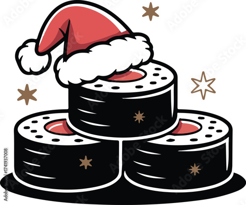 Christmas Sushi Silhouette Vector Food Art