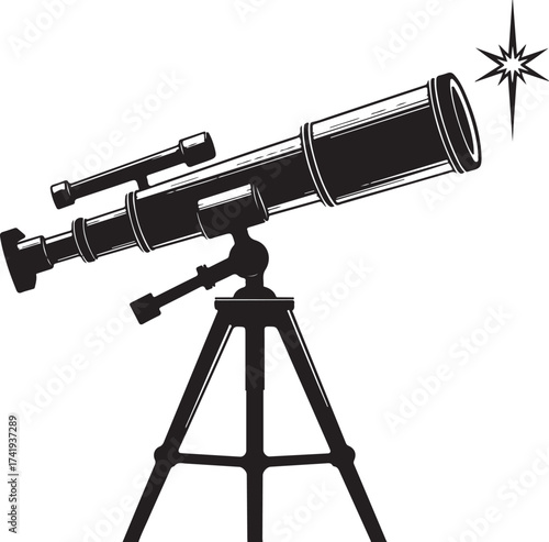 Christmas Telescope Silhouette Vector