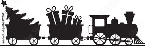 Christmas Train Silhouette Vector Design