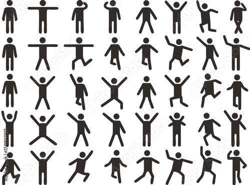 Set of active human pictogram in different colors illustrated

