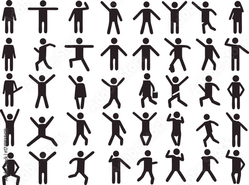 Set of active human pictogram in different colors illustrated

