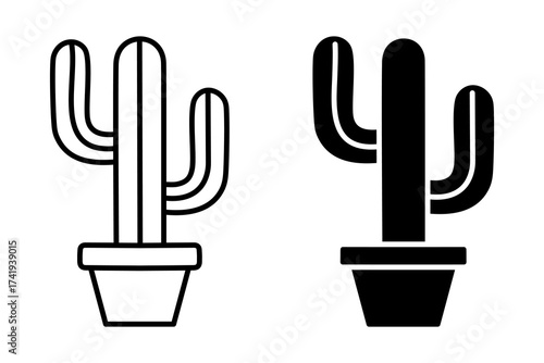 Cactus in pot icon vector