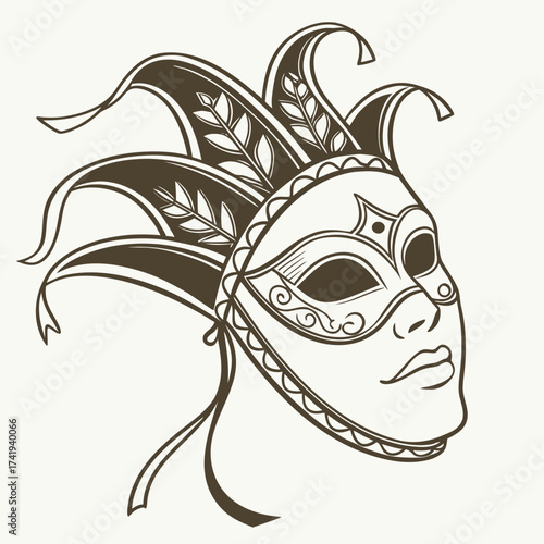 Elegant Venetian Mask Illustration on White Background