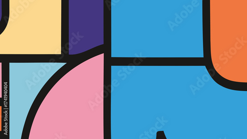 Vibrant Abstract Geometric and Curvilinear Shapes Pattern Background