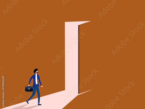 Businessman finds shining door of opportunity