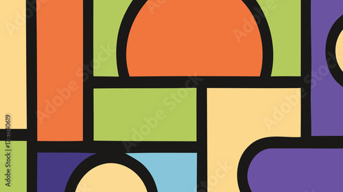 Modern Abstract Geometric Pattern with Colorful Shapes