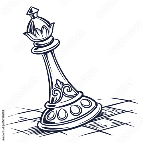 Elegant Chess Piece Illustration Bishop on a Checkered Board