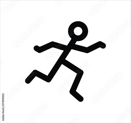Man standing, walking, and running icon set. People symbols showing person in motion and posture. Human figure standing, walking, and running poses. Outline vector illustration.
