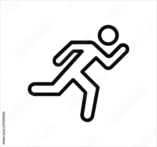 Man standing, walking, and running icon set. People symbols showing person in motion and posture. Human figure standing, walking, and running poses. Outline vector illustration.