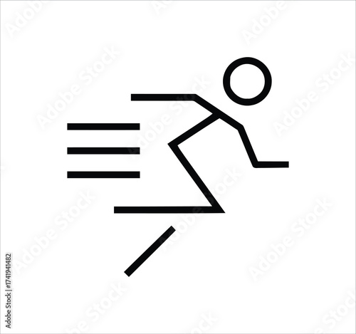 Man standing, walking, and running icon set. People symbols showing person in motion and posture. Human figure standing, walking, and running poses. Outline vector illustration.