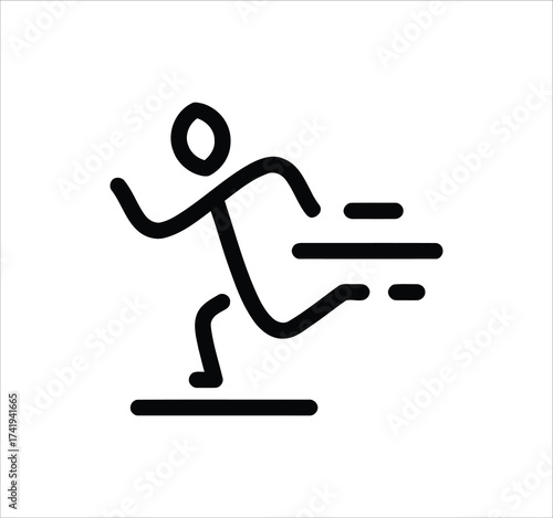 Man standing, walking, and running icon set. People symbols showing person in motion and posture. Human figure standing, walking, and running poses. Outline vector illustration.