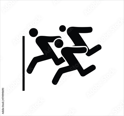 Man standing, walking, and running icon set. People symbols showing person in motion and posture. Human figure standing, walking, and running poses. Outline vector illustration.