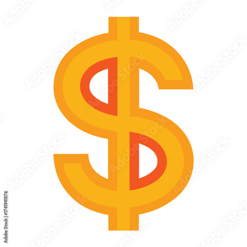 A bright orange dollar sign illustration on a plain white background