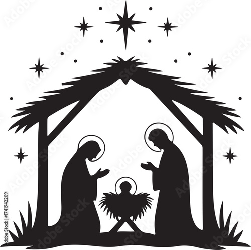 Nativity Scene Silhouette Vector Design