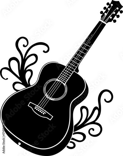 Wings of Music – Artistic Guitar Silhouette Design
