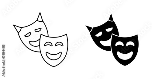 double face mask, evil and good face mask icon