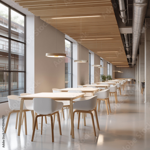 spacious factory canteen
