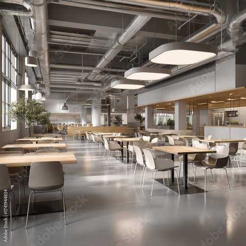 spacious factory canteen