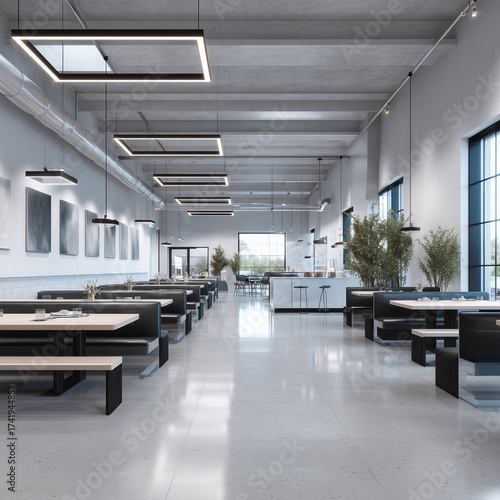 spacious factory canteen