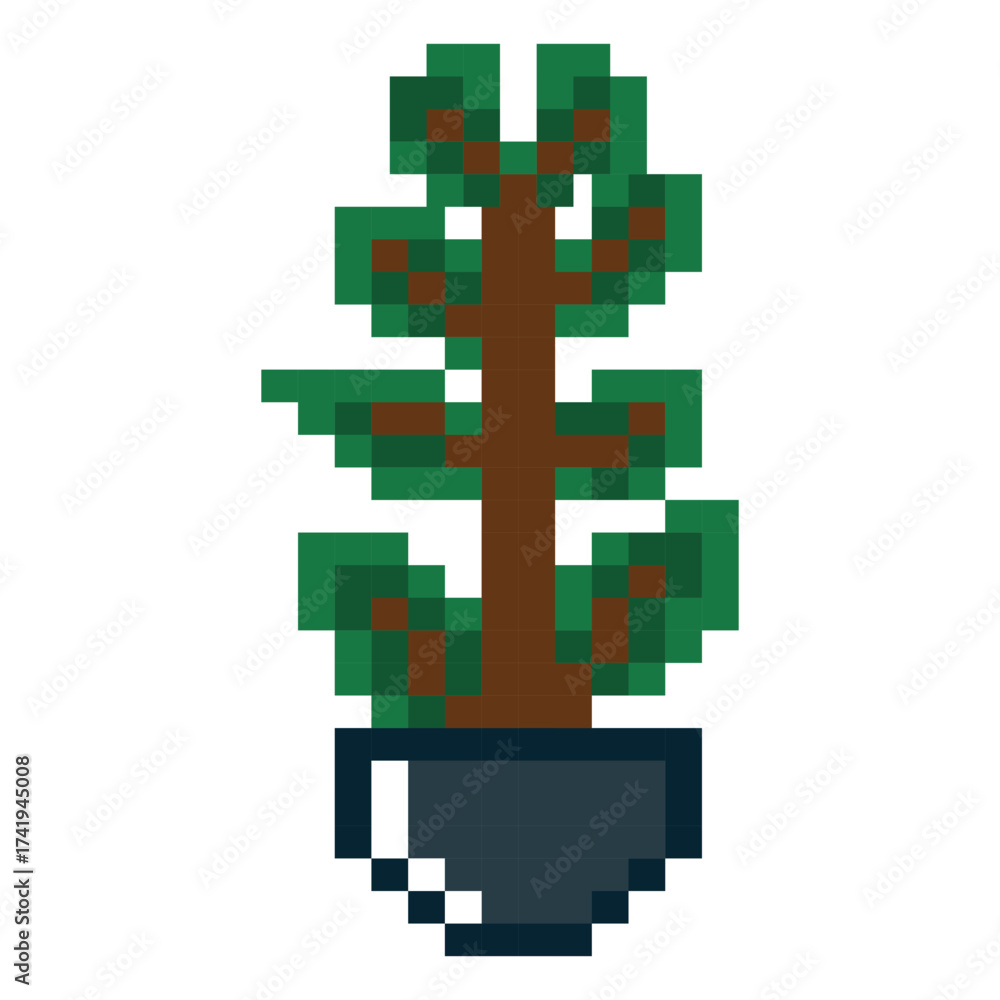 Obraz premium Pixel Potted Plant Illustration