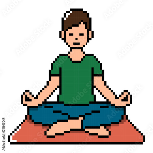 Man Doing Meditation Pixel Art