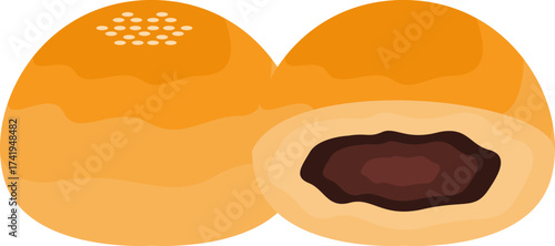 Illustration of a Dorayaki with Anko Filling