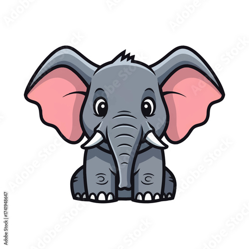 Adorable cartoon elephant illustration, perfect for children's designs and playful projects
