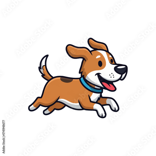 Cartoon Dog Running with Joyful Expression A Cheerful Animal Companion Illustration