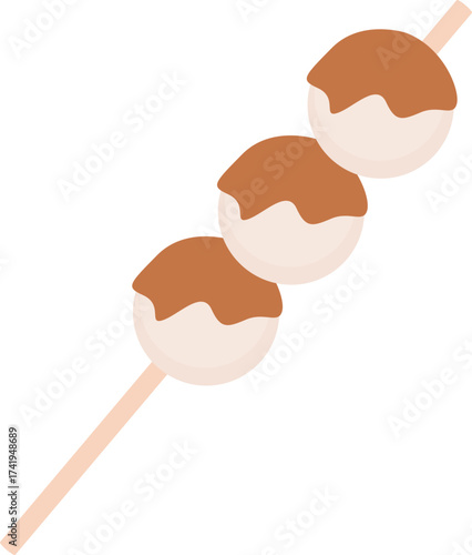 Illustration of Mitarashi Dango on Skewer