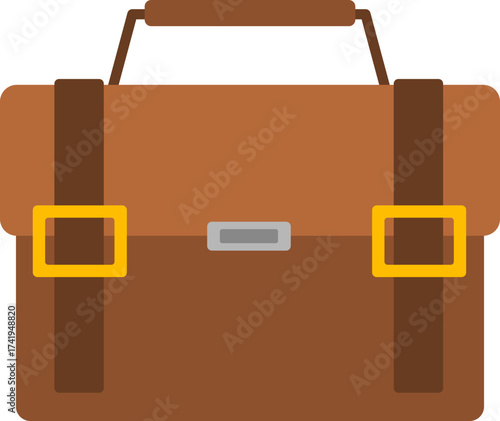 Illustration of a Brown Leather Briefcase