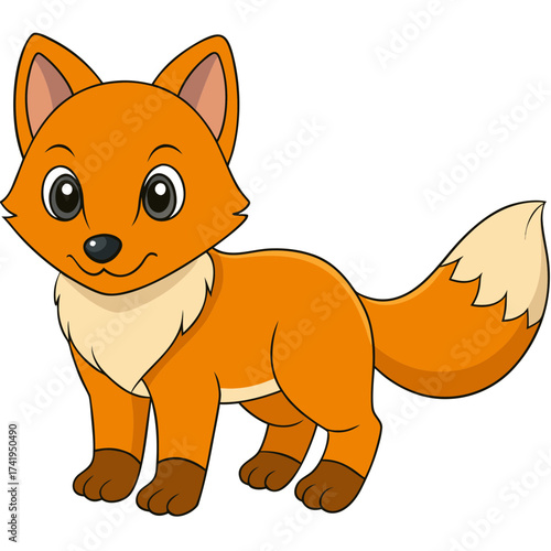 Cartoon fox illustration standing isolated on a white background